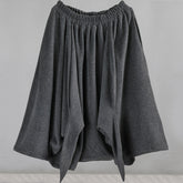 Solid  Irregular Loose Wide-Leg Pants